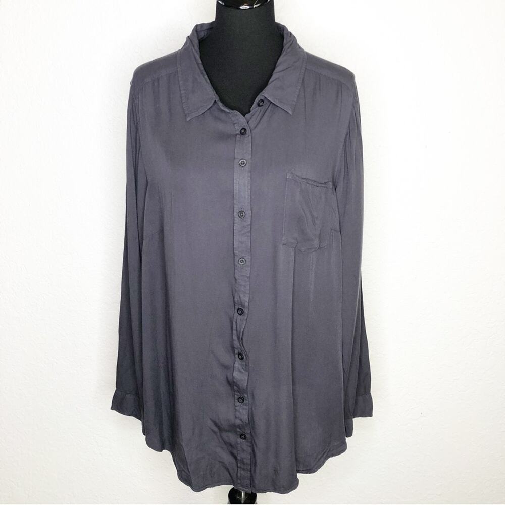 Torrid Madison Nine Iron charcoal gray button down top size 2 or 2X NWT